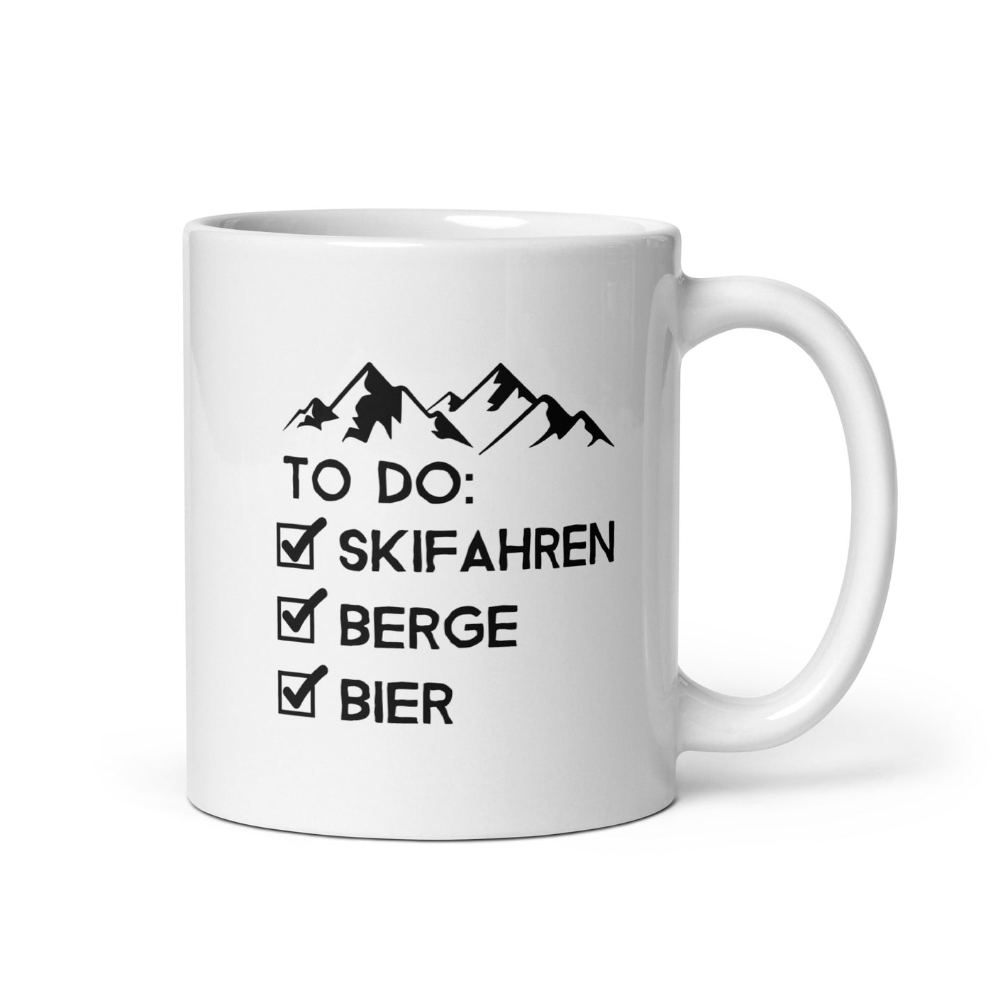 To Do Liste - Skifahren, Berge, Bier - Tasse ski