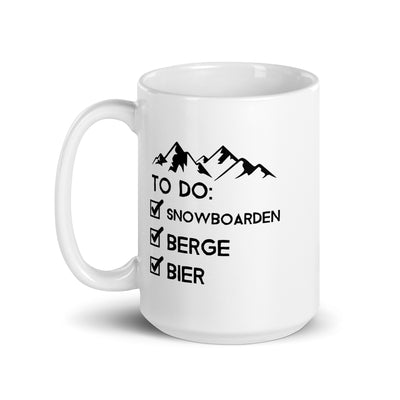 To Do Liste - Snowboarden, Berge, Bier - Tasse snowboarden