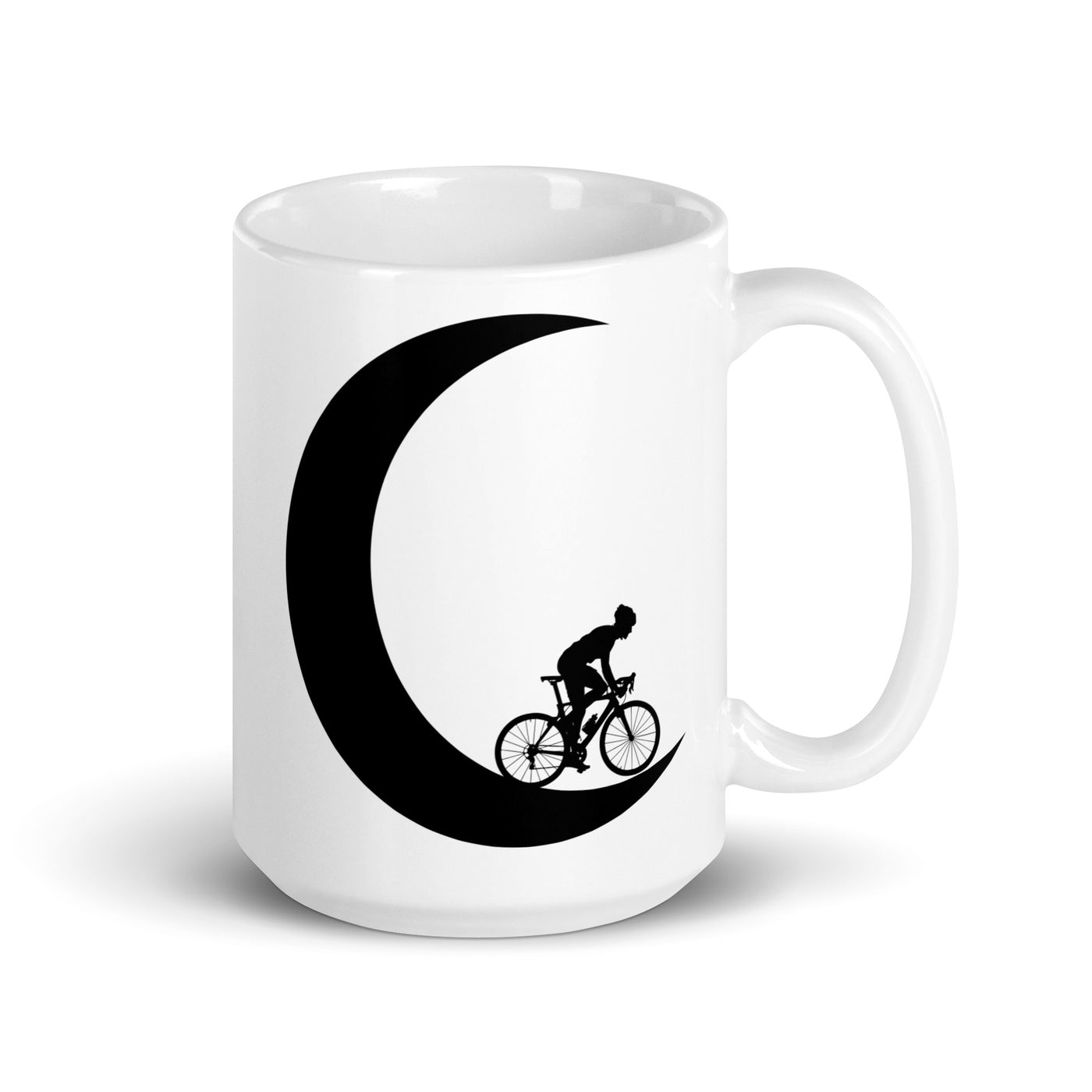 Crescent Moon - Man Cycling - Tasse fahrrad 15oz