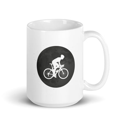 Full Moon - Man Cycling - Tasse fahrrad 15oz