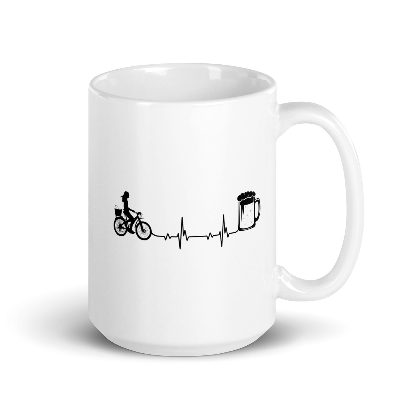 Heartbeat Beer And Cycling - Tasse fahrrad 15oz