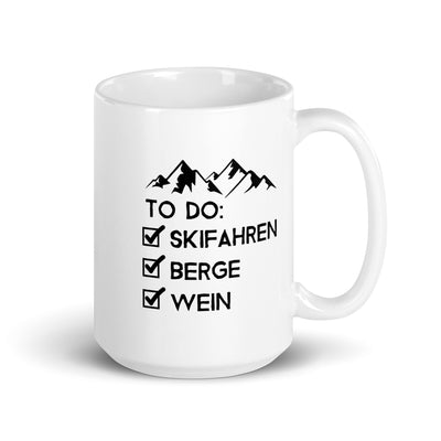 To Do Liste - Skifahren, Berge, Wein - Tasse ski 15oz