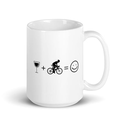 Wine Smile Face And Cycling 1 - Tasse fahrrad 15oz