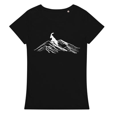 Alpensteinbock Auf Berg - Damen Premium Organic T-Shirt berge klettern wandern Deep black