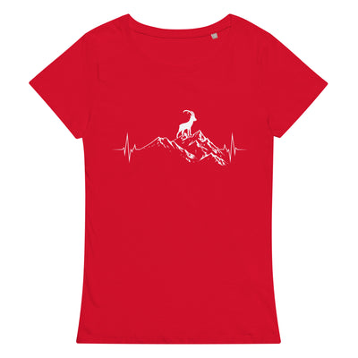 Herzschlag Berge Und Steinbock - Damen Premium Organic T-Shirt berge wandern Rot