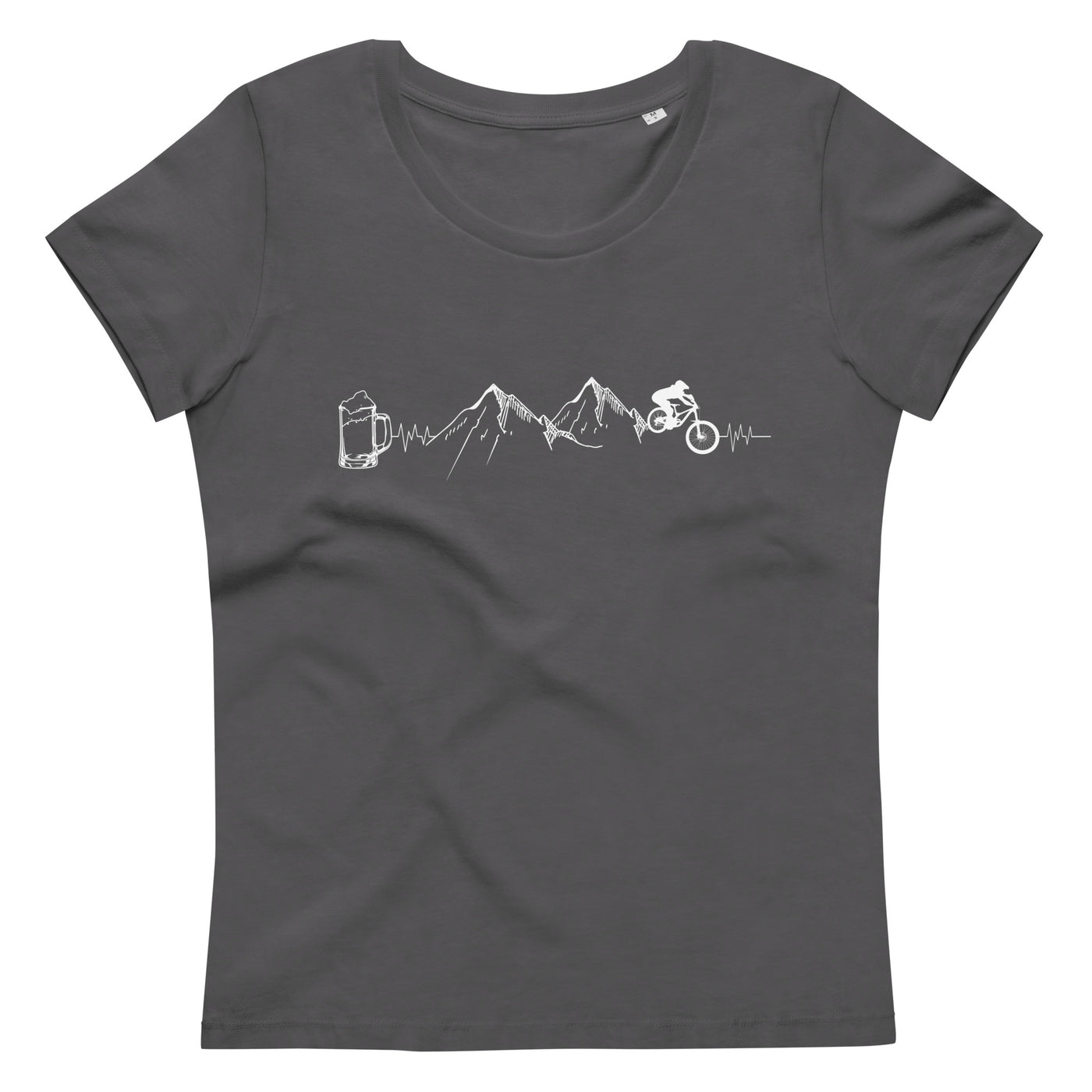 Herzschlag Berge, Biker Und Bier - (M) - Damen Premium Organic T-Shirt Anthracite