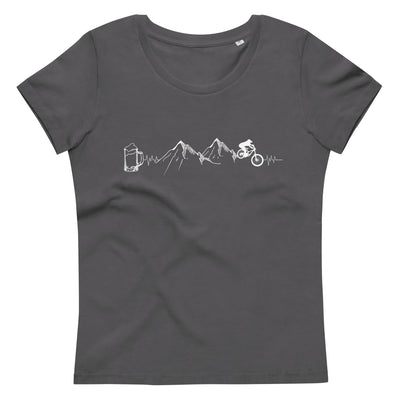 Herzschlag Berge, Biker Und Bier - (M) - Damen Premium Organic T-Shirt Anthracite