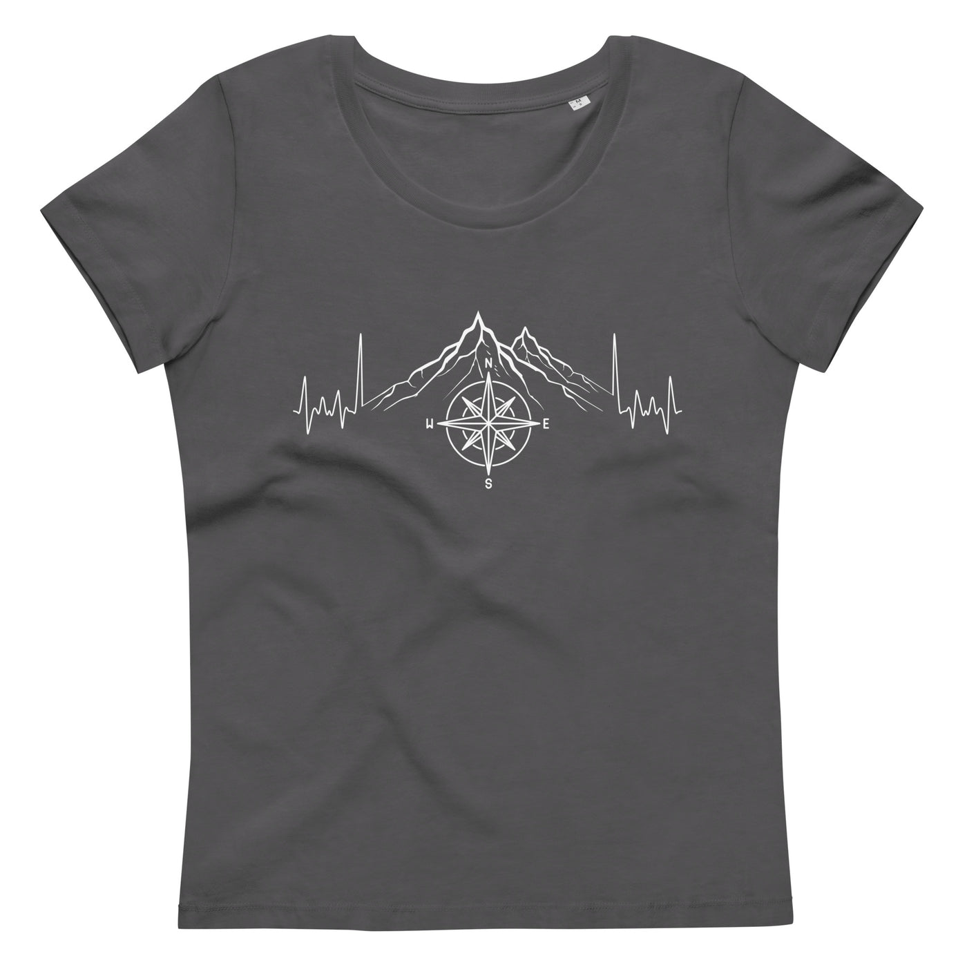Herzschlag Berge Und Kompass - Damen Premium Organic T-Shirt berge camping wandern Anthracite