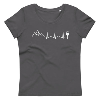 Heartbeat Wine And Mountain - Damen Premium Organic T-Shirt berge Anthracite