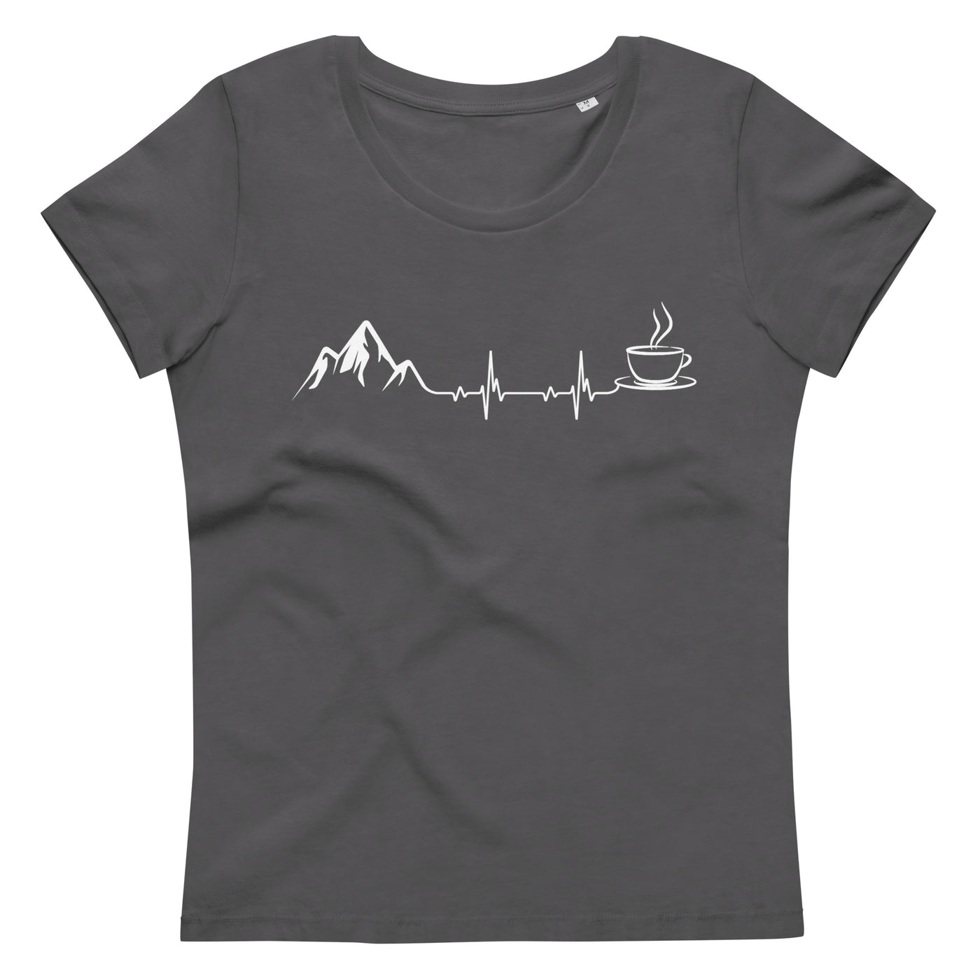 Herzschlag - Berge Und Kaffee - Damen Premium Organic T-Shirt berge wandern Anthracite