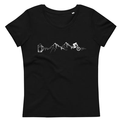 Herzschlag Berge, Biker Und Bier - (M) - Damen Premium Organic T-Shirt Black