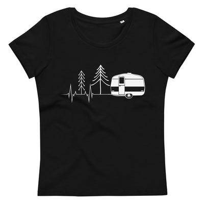 Herzschlag Wohnwagen - Damen Premium Organic T-Shirt camping Black