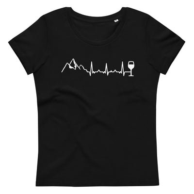 Heartbeat Wine And Mountain - Damen Premium Organic T-Shirt berge Black