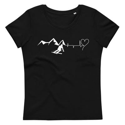 Heart - Heartbeat - Mountain - Skiing - Damen Premium Organic T-Shirt klettern ski Black