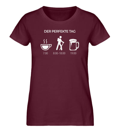 Der perfekte Tag - Damen Organic T-Shirt wandern Weinrot