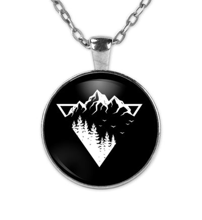 Berge - Geometrisch - Halskette mit Anhänger berge camping wandern Silber