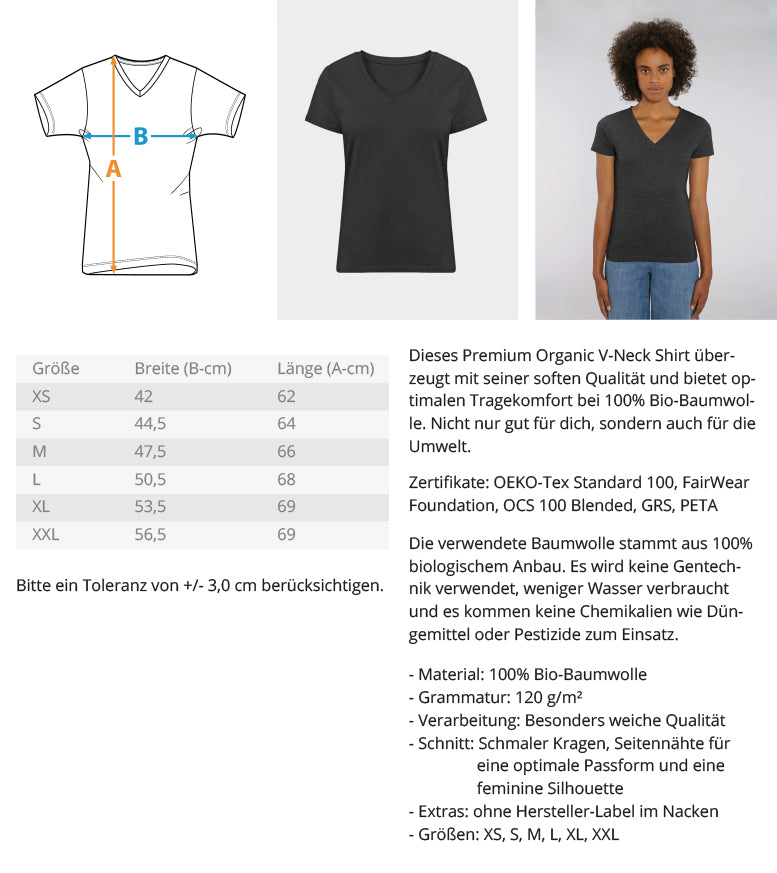 Alpenprinzessin - Damen Organic V-Neck Shirt berge