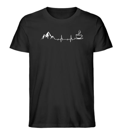 Herzschlag - Berge und Kaffee - Herren Organic T-Shirt berge wandern Schwarz