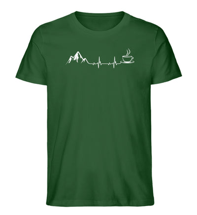 Herzschlag - Berge und Kaffee - Herren Organic T-Shirt berge wandern Dunkelgrün