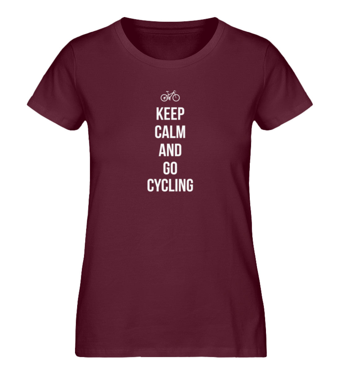 Keep calm and go cycling - Damen Organic T-Shirt fahrrad Weinrot