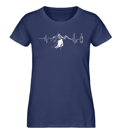 Herzschlag Berge, Wein und Ski - Damen Organic T-Shirt ski Navyblau