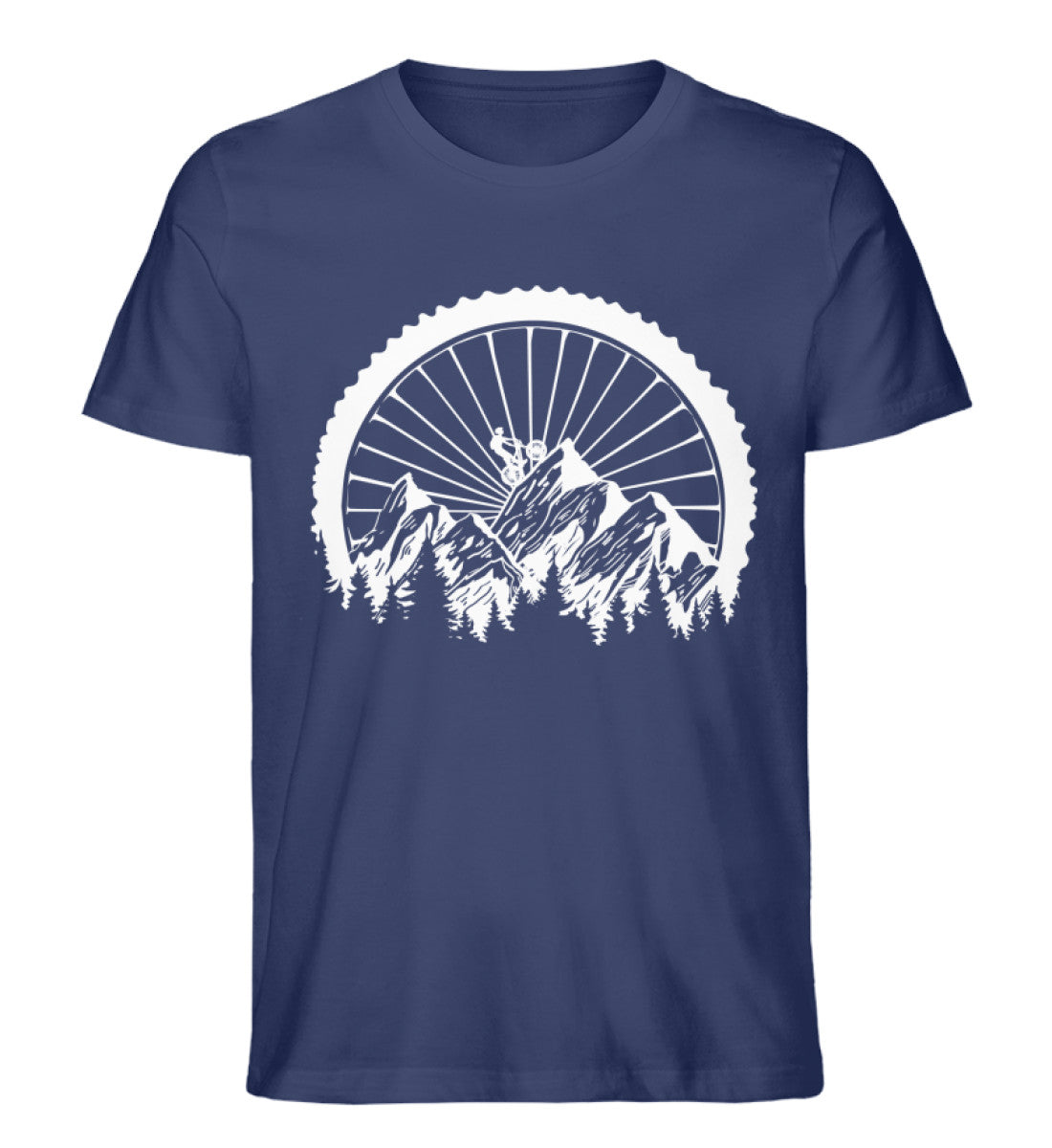 Mountainbike Geometrisch - Herren Organic T-Shirt mountainbike Navyblau