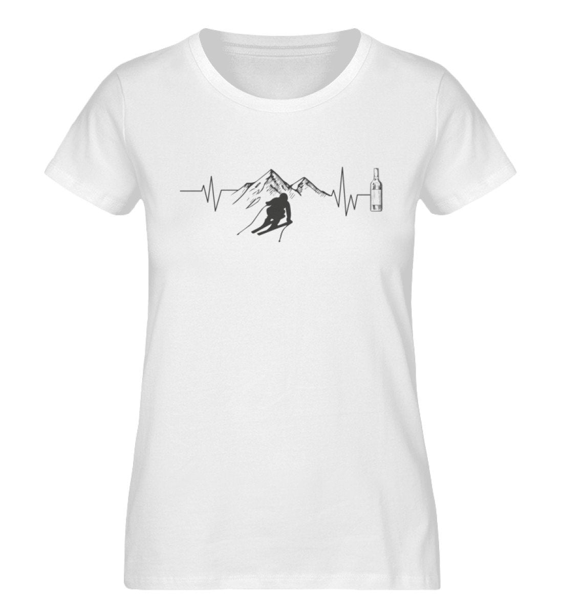 Herzschlag Berge, Wein und Ski - Damen Organic T-Shirt ski Weiß