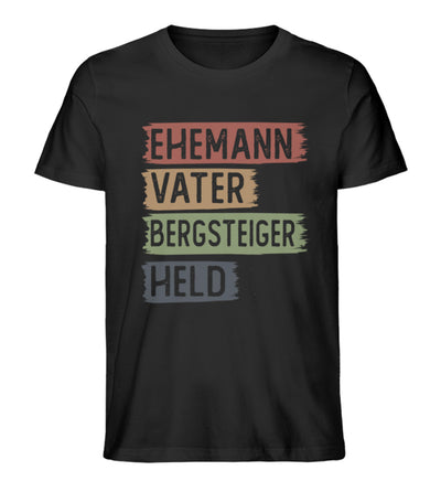 Ehemann, Vater, Bergsteiger, Held - Herren Premium Organic T-Shirt berge klettern Schwarz