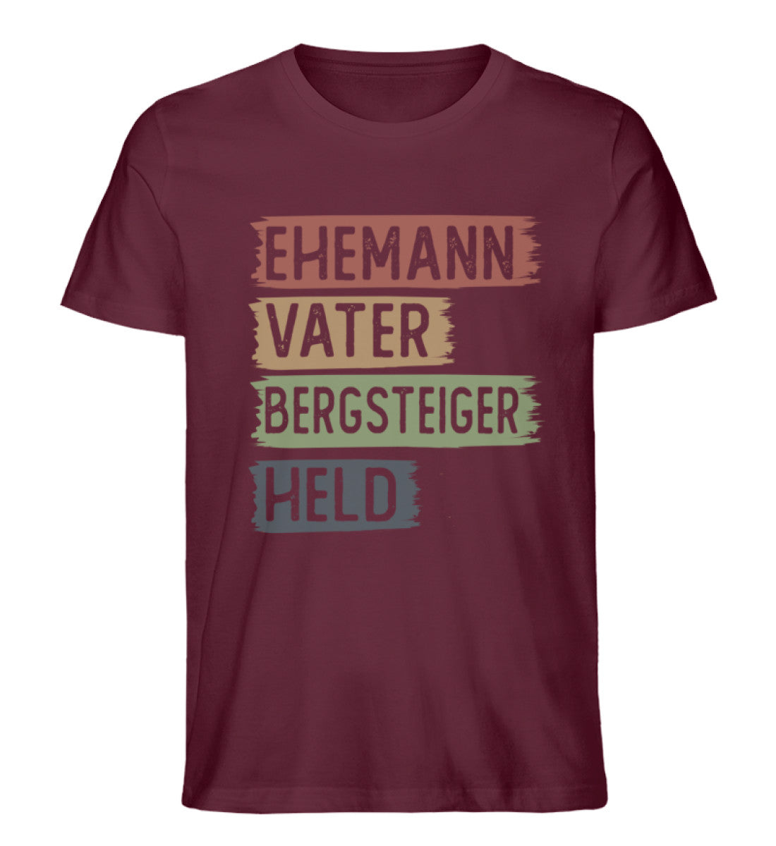 Ehemann, Vater, Bergsteiger, Held - Herren Premium Organic T-Shirt berge klettern Weinrot