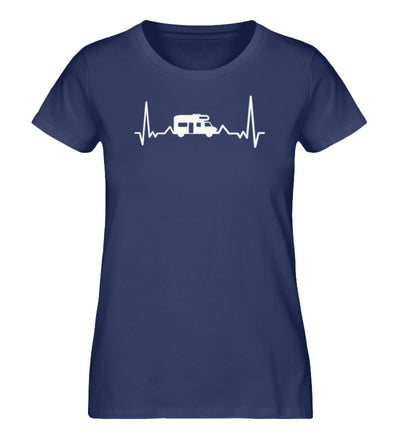 Herzschlag Camping - Damen Organic T-Shirt camping Navyblau