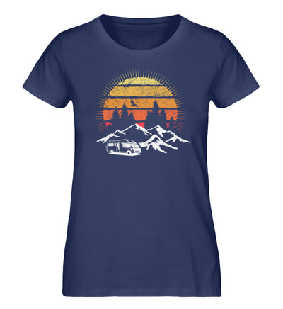 Wohnmobil Sonne Vintage - Damen Premium Organic T-Shirt camping Navyblau