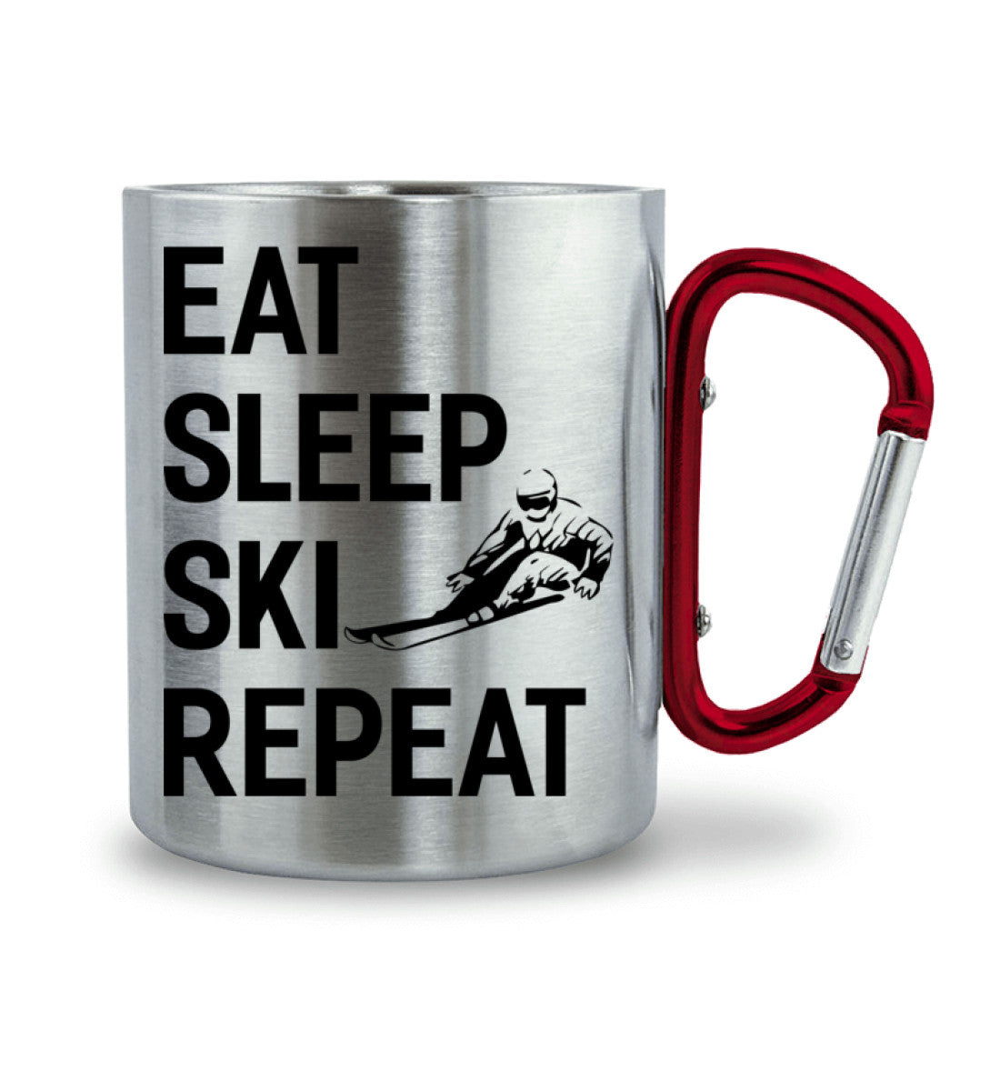 Eat Sleep Ski Repeat - Karabiner Tasse ski 330ml