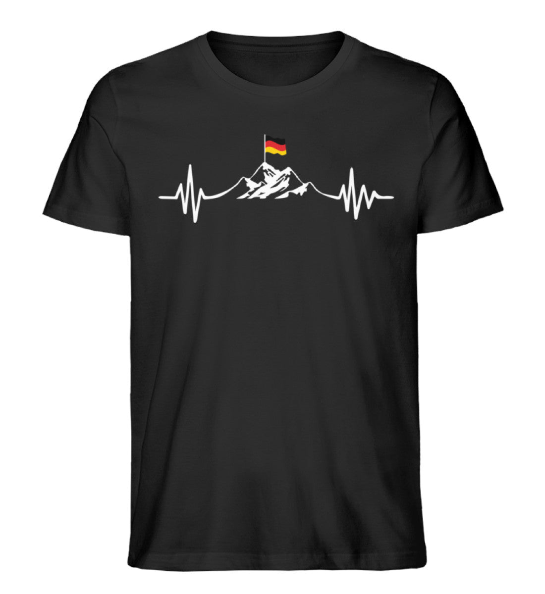 Herzschlag Berge und Deutschland Flagge - Herren Organic T-Shirt berge wandern Schwarz