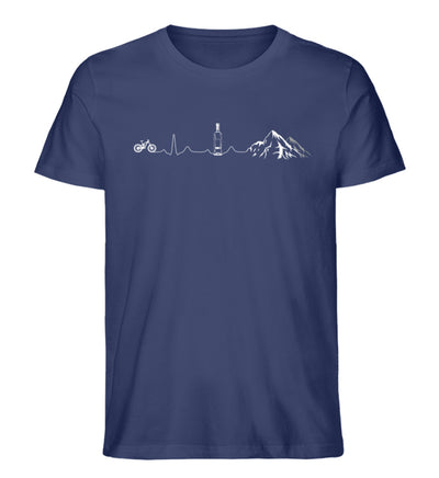 Herzschlag Berge, Bike und Wein - Herren Organic T-Shirt mountainbike Navyblau