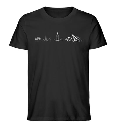 Herzschlag Berge, Bike und Wein - Herren Organic T-Shirt mountainbike Schwarz
