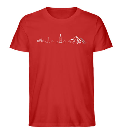 Herzschlag Berge, Bike und Wein - Herren Organic T-Shirt mountainbike Rot