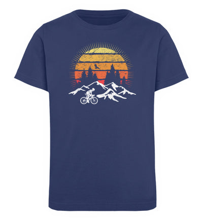 Radfahrer und Sonne Vintage - Kinder Premium Organic T-Shirt fahrrad mountainbike Navyblau