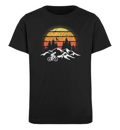 Radfahrer und Sonne Vintage - Kinder Premium Organic T-Shirt fahrrad mountainbike Schwarz