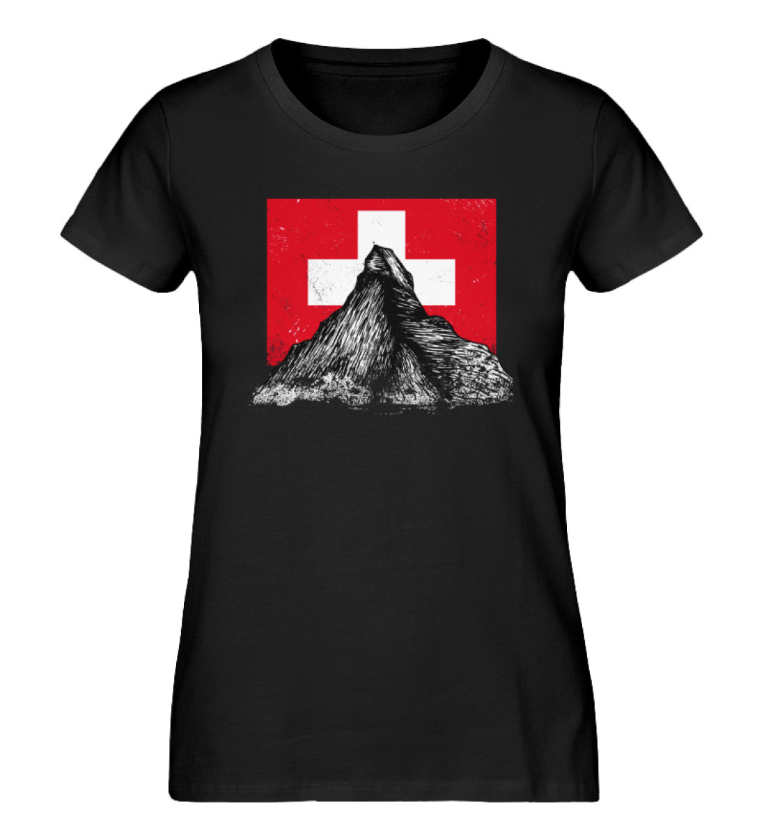 Walliser Alpen Schweiz - Damen Premium Organic T-Shirt Schwarz