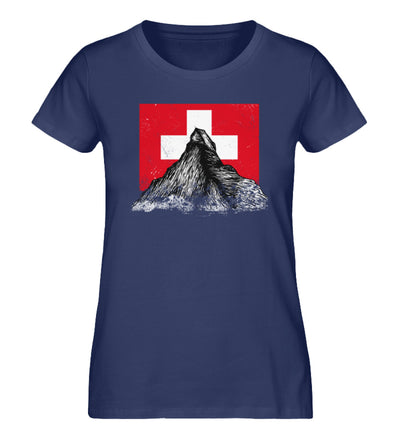 Walliser Alpen Schweiz - Damen Premium Organic T-Shirt Navyblau