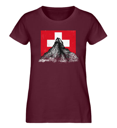 Walliser Alpen Schweiz - Damen Premium Organic T-Shirt Weinrot