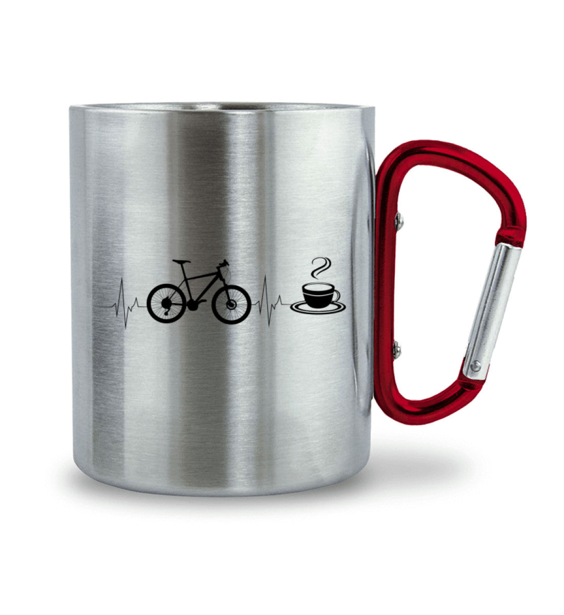 Fahrrad Herzschlag und Kaffee - Karabiner Tasse fahrrad 330ml