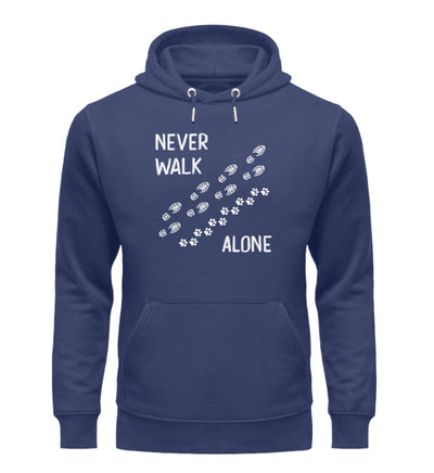 Never walk alone - Unisex Premium Organic Hoodie wandern Navyblau