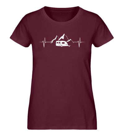 Wohnwagen Herzschlag - Damen Organic T-Shirt camping Weinrot