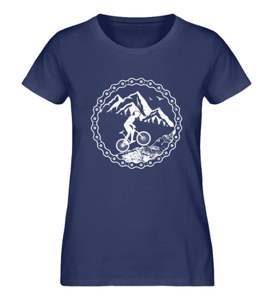 Uphill Mountainbiken - Damen Organic T-Shirt fahrrad mountainbike Navyblau