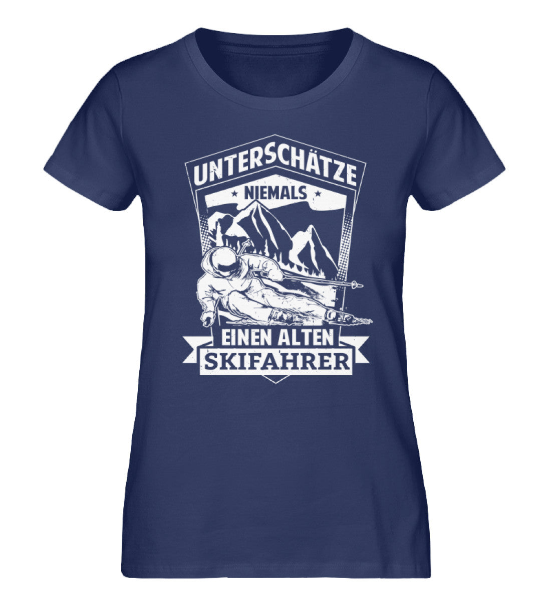 Unterschätze niemals nen alten Skifahrer - Damen Organic T-Shirt ski Navyblau