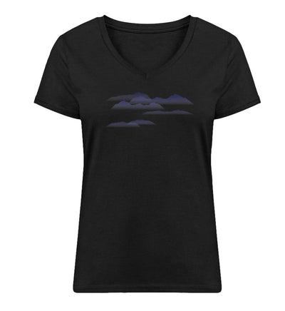 Blaue Berge - Damen Organic V-Neck Shirt berge Schwarz