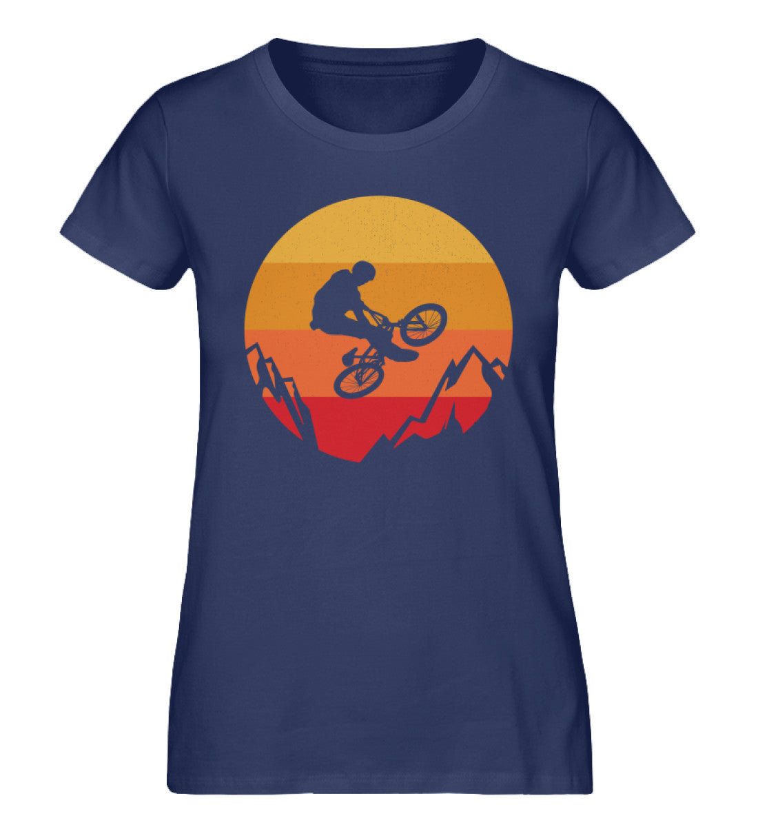 Stuntbikerin - Damen Organic T-Shirt mountainbike Navyblau