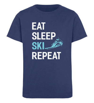 Eat Sleep Ski Repeat - Kinder Premium Organic T-Shirt klettern Navyblau