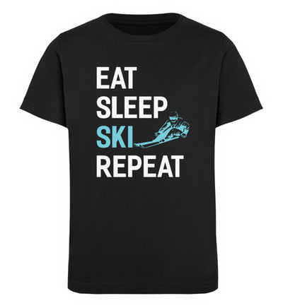 Eat Sleep Ski Repeat - Kinder Premium Organic T-Shirt klettern Schwarz